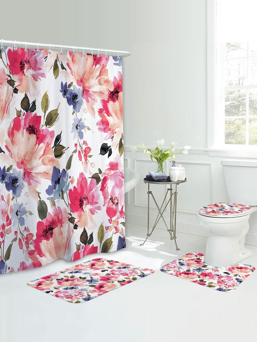 1 PC Polyester Thảm Tắm Hoặc 1 Màn Tắm Họa Tiết Hoa Thảm Vệ Sinh Hoặc 1 Màn Tắm Cho Phòng Tắm - Nhiều màu - Xem 1