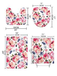 1 PC Polyester Thảm Tắm Hoặc 1 Màn Tắm Họa Tiết Hoa Thảm Vệ Sinh Hoặc 1 Màn Tắm Cho Phòng Tắm - Nhiều màu - Xem 4