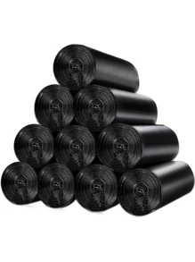 1roll PE Trash Bag, Minimalist Black Garbage Bag For Home - Black - View 1