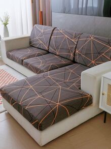 1入組幾何圖形沙發座套現代彈力滌綸沙發座墊套適合家用 - 深灰色 - 查看 1