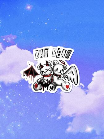 Street Life Cartoon Bear Pattern Laptop Protective Sticker