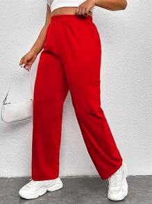 Flirla Pantalones cargo con bolsillo lateral - Rojo - Ver 1