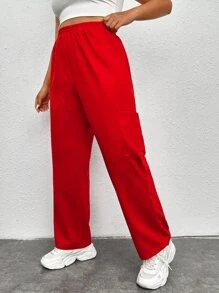 Flirla Pantalones cargo con bolsillo lateral - Rojo - Ver 3