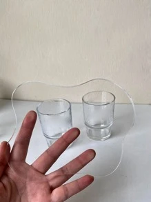 1pc Clear Geometric Shaped Coaster, Simple PMMA Waterproof Cup Coaster For Desk - Clear - View 2