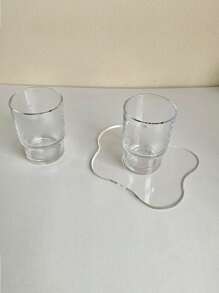 1pc Clear Geometric Shaped Coaster, Simple PMMA Waterproof Cup Coaster For Desk - Clear - View 3