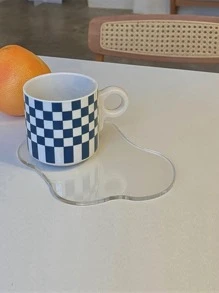 1pc Clear Geometric Shaped Coaster, Simple PMMA Waterproof Cup Coaster For Desk - Clear - View 4