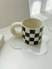 1pc Clear Geometric Shaped Coaster, Simple PMMA Waterproof Cup Coaster For Desk - Clear - View 6