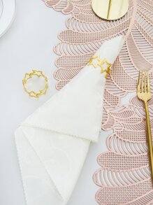 4 piezas/set anillo de servilleta de aleación de hierro, anillo de soporte de servilleta de decoración de estrella hueca moderna para restaurante - Dorado - Ver 2