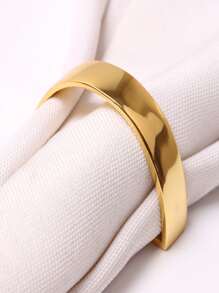 1 vòng khăn ăn bằng sắt, Vòng giữ khăn ăn thiết kế chữ cái thanh lịch cho bữa tiệc - Vàng - Xem 6