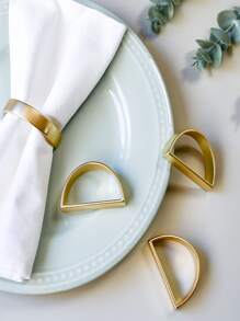 1 vòng khăn ăn bằng sắt, Vòng giữ khăn ăn thiết kế chữ cái thanh lịch cho bữa tiệc - Vàng - Xem 7