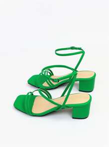 MINGDILIN Xăng đan Cao gót Nữ màu trơn Dây đeo mắt cá chân Đúng mốt - màu xanh lá - Xem 4