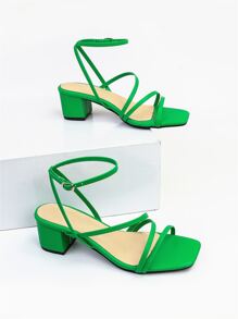 MINGDILIN Xăng đan Cao gót Nữ màu trơn Dây đeo mắt cá chân Đúng mốt - màu xanh lá - Xem 7