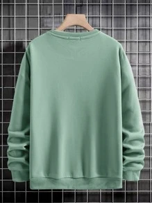 Manfinity Homme Men Hand Print Sweatshirt, Green Sweatshirt, Graphic Sweatshirt, Men Sweatshirt - Mint Green - View 2