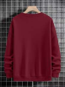 Manfinity Homme Men Hand Print Sweatshirt - Burgundy - View 2
