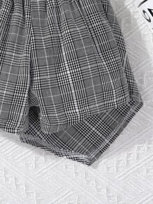 Baby Girl Plaid Print Asymmetrical Hem Skort - Grey - View 5