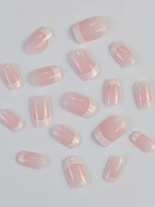 Transform Your Nails With 24pcs Short Square White French Glossy Two Tone Fake Nail & 1pc Nail File & 1sheet Tape French Tip Press On Nails Nail Supplies - Multicolor - View 3