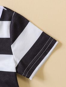 Đứa bé trai 2 Miếng Áo phông trơn & 1 Miếng In sọc Áo thun - Đen và trắng - Xem 7