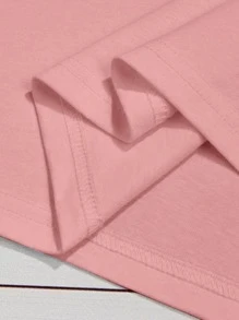 SHEIN LUNE 豹纹与字母图案 T 恤 猎豹印花 T 恤 - 粉色 - 查看 4