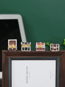 4入組/套樹脂裝飾工藝品可愛寶箱設計家居裝飾品 - 彩色 - 查看 1