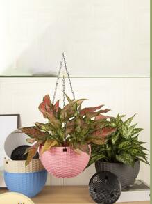 1入組塑膠植物日常白色藤懸掛式花籃適用於花園