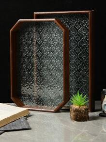 1pc Wooden Tray, Modern Geometric Design Kitchen Serving Tray For Kitchen - Multicolor - View 2