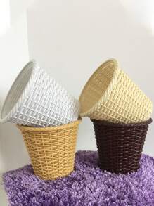 hộp đựng cây bằng nhựa, thiết kế dây bện ngoài trời trong nhà trồng vườn - màu đen - Xem 2