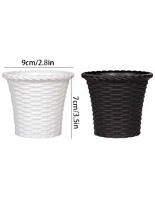 hộp đựng cây bằng nhựa, thiết kế dây bện ngoài trời trong nhà trồng vườn - màu đen - Xem 4