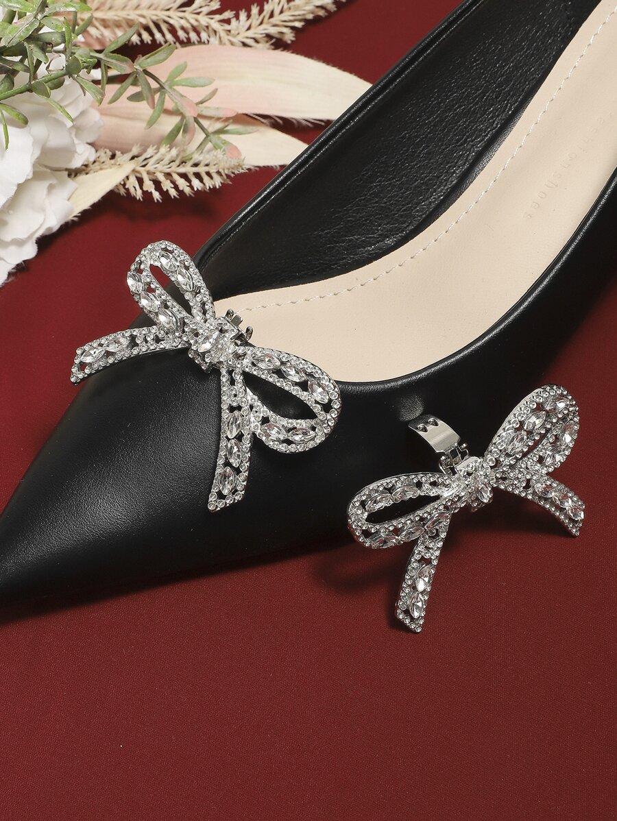 2pcs Rhinestone Decor Shoes Decoration, Glamorous Accessories For Shoes