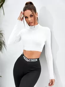 Activina Zip Up Crop Sports Jacket - White - View 8