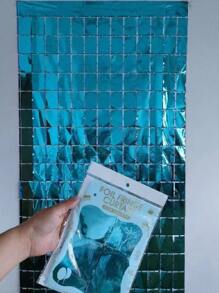 1 pieza Telón de fondo decorativo brillante de color azul claro en forma cuadrada para fiesta de cumpleaños - Celeste - Ver 5