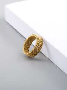 Những người đàn ông thời trang và phổ biến Nhẫn có kết cấu tối giản bằng thép không gỉ để làm quà tặng trang sức và cho một vẻ ngoài sành điệu - Vàng - Xem 1