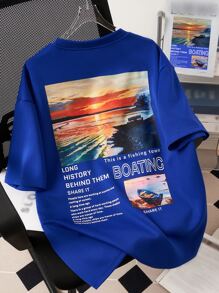 Manfinity EMRG 男士標語圖案T恤 - 寶藍色 - 查看 3