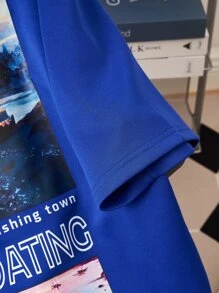 Manfinity EMRG 男士標語圖案T恤 - 寶藍色 - 查看 6