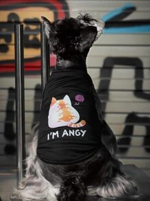 Geekydog 1pc Cartoon Cat Print Pet Tank - Multicolor - View 2