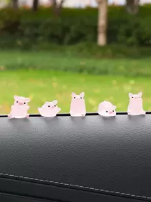 6pcs Random Style Pink Piggy Figurines Car Decoration Accessories