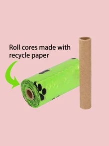 1 rollo de bolsa de caca con estampado de pata, bolsa de caca para mascotas con estampado de pata degradable, bolsa de caca para perros, bolsa de basura para perros - Verde - Ver 3