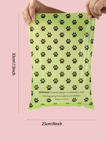 1 rollo de bolsa de caca con estampado de pata, bolsa de caca para mascotas con estampado de pata degradable, bolsa de caca para perros, bolsa de basura para perros - Verde - Ver 5
