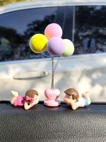 3pcs Couple Design & Balloon Design Car Ornament - Multicolor - View 2