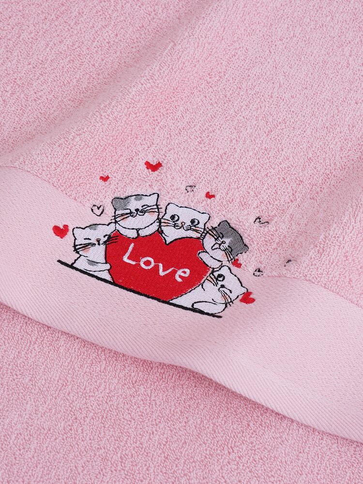 QIBHI 1 Pieza Toalla De Baño O Toalla De Color Liso Bordada - Rosa - Añade 5