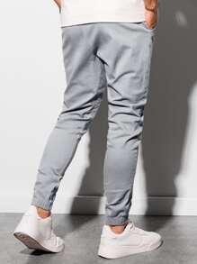 Manfinity Homme Men Drawstring Waist Slant Pocket Pants - Light Grey - View 2