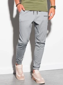 Manfinity Homme Men Drawstring Waist Slant Pocket Pants - Light Grey - View 5