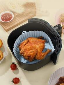 1pc Multifunction Silicone Air Fryer Pot, Minimalist Blue Air Fryer Liner For Kitchen - Blue - View 1