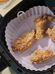 1pc Multifunction Silicone Air Fryer Pot, Minimalist Blue Air Fryer Liner For Kitchen - Blue - View 2