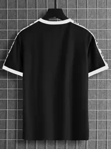 Manfinity Homme Men T-Shirts Fit Crew Neck Short Sleeve Graphic Tee Letter Graphic Street Summer Polyester - Black - View 2