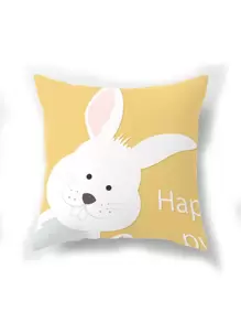 1pc Rabbit Pattern Cushion Cover, Cartoon Cute Fiber Decorative Throw Pillow Case For Home - Multicolor - View 1