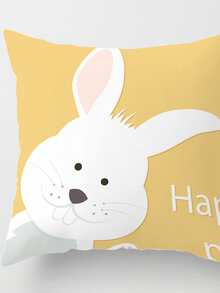 1pc Rabbit Pattern Cushion Cover, Cartoon Cute Fiber Decorative Throw Pillow Case For Home - Multicolor - View 3