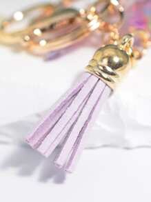 蝴蝶和流蘇墜飾鑰匙圈 - 彩色 - 查看 3