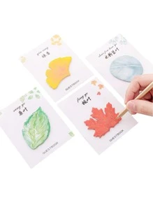 1pc Leaf Pattern Sticky Note - Baby Blue - View 3