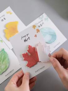 1pc Leaf Pattern Sticky Note - Baby Blue - View 4