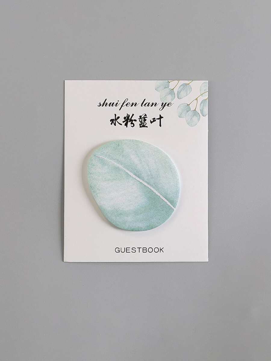 1pc Leaf Pattern Sticky Note - Baby Blue - View 1